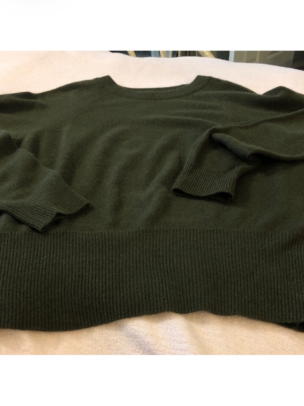 Frame Denim Dark Olive Scoop Neck Knit Sweater